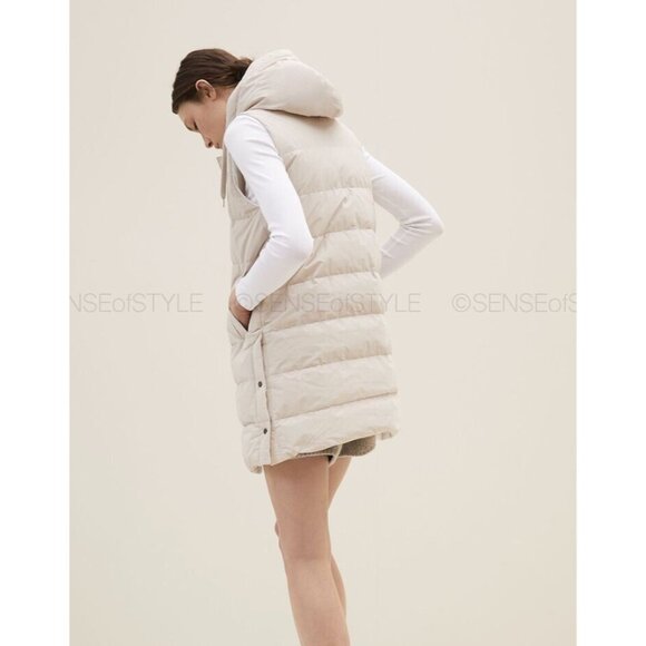 Brunello Women Cucinelli Vest Puffer Long Jacket Coat Monili trim size S - Picture 4 of 13